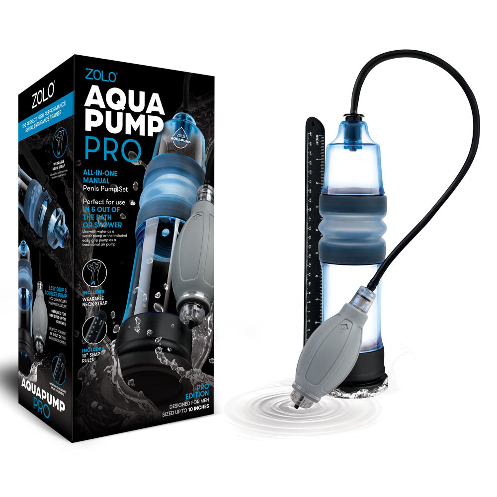 Zolo Aquapump Pro Penis Pump Blue Water Zolo