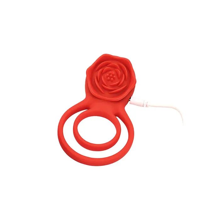 Adam & Eve VIBRATING ROSE DOUBLE ENHANCER USB Rechargeable Cock & Balls Ring With Remote - LOVVA