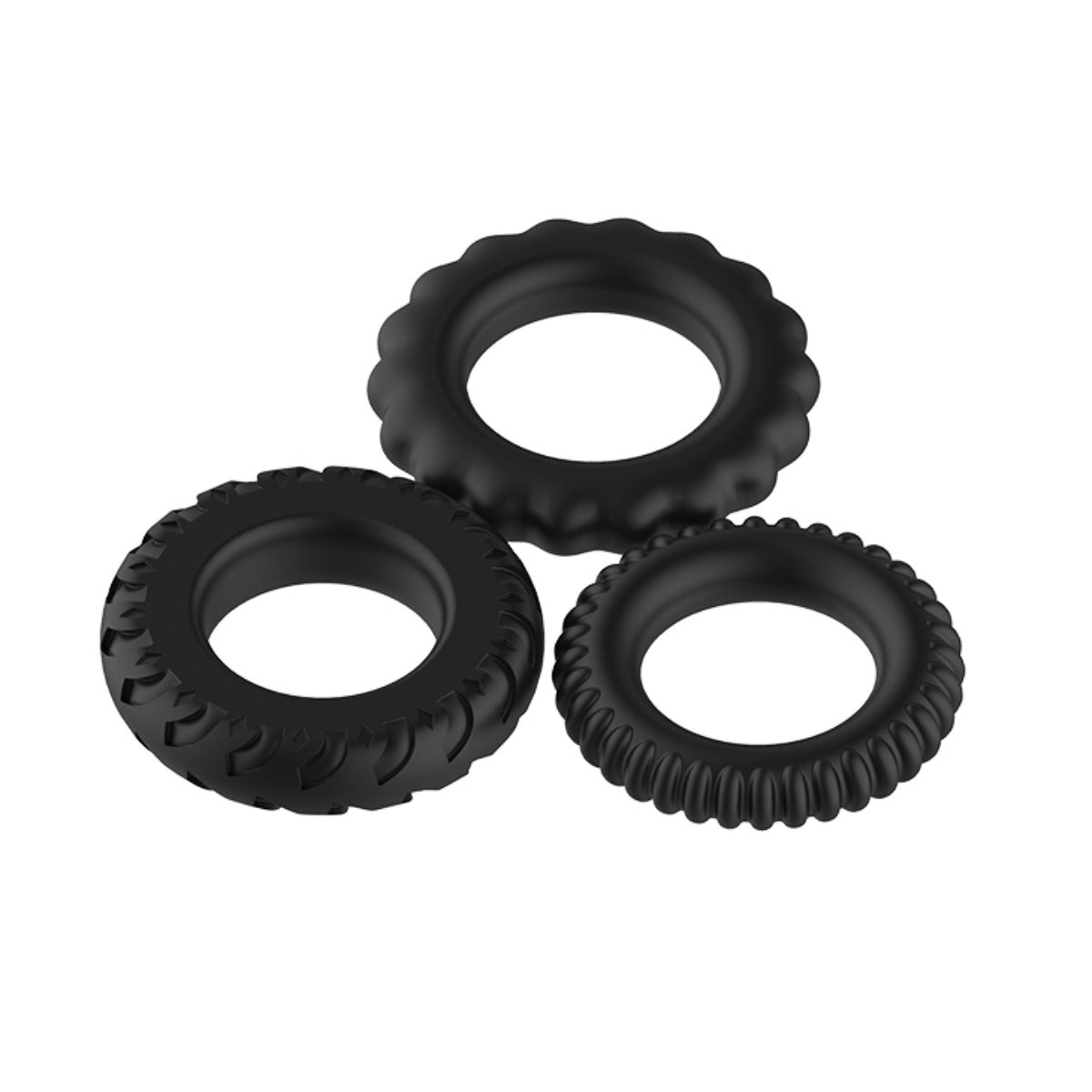 Pretty Love Titan Silicone Cock Ring 3 Pack Black Main image