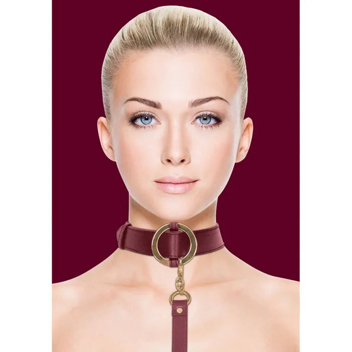 OUCH! Halo Collar With Leash Restraint Burgundy Secondary image