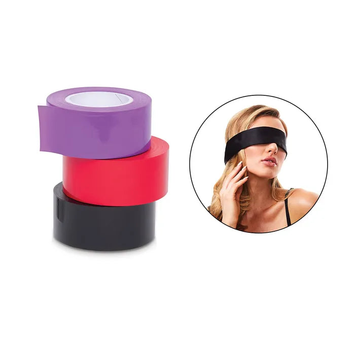 WhipSmart Coloured Bondage Tape With Satin Blindfold Set of 3 WhipSmart
