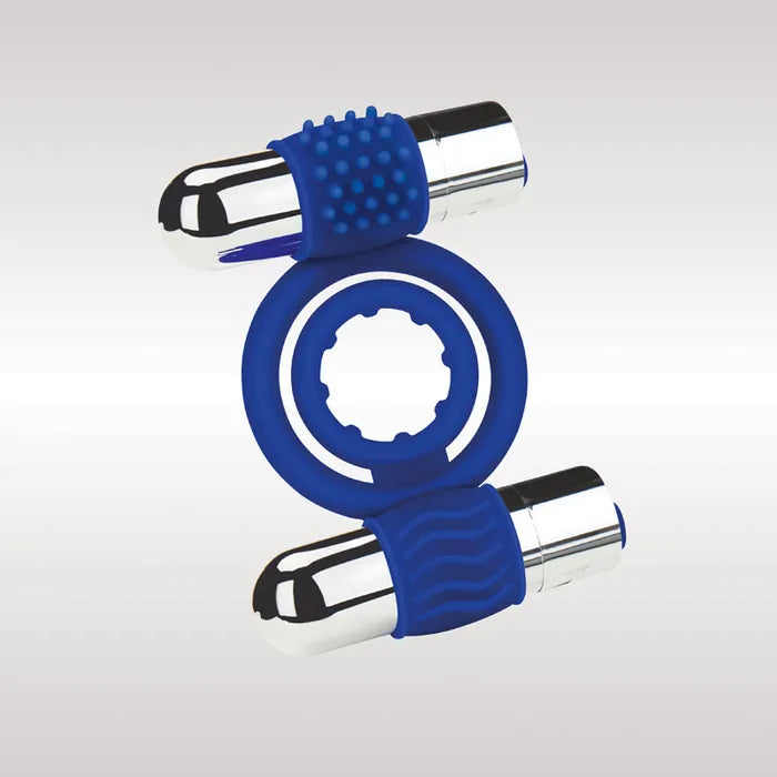 Zolo Rechargeable Duo Vibrating USB Rechargeable Dual Vibrating Cock Ring Blue Zolo