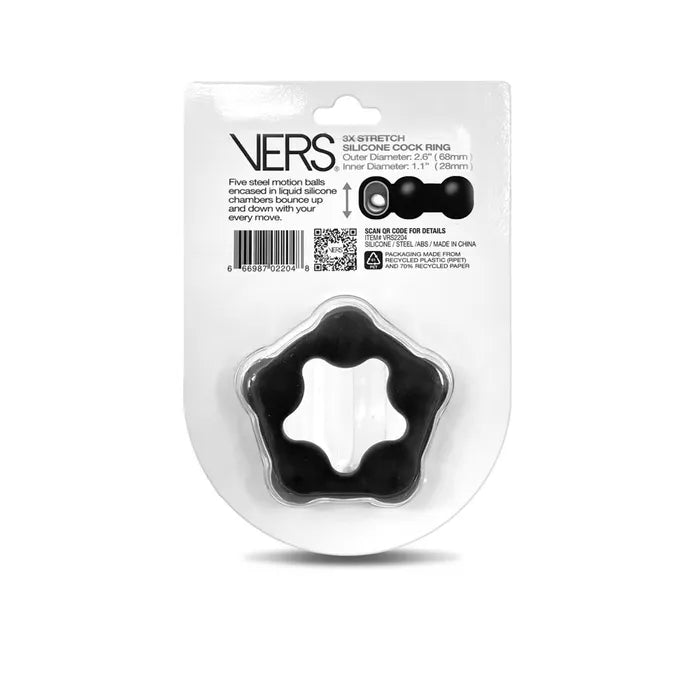 C1 Releasing VERS Liquid Silicone Steel Motion Cock Ring With Steel Motion Balls C1 Releasing