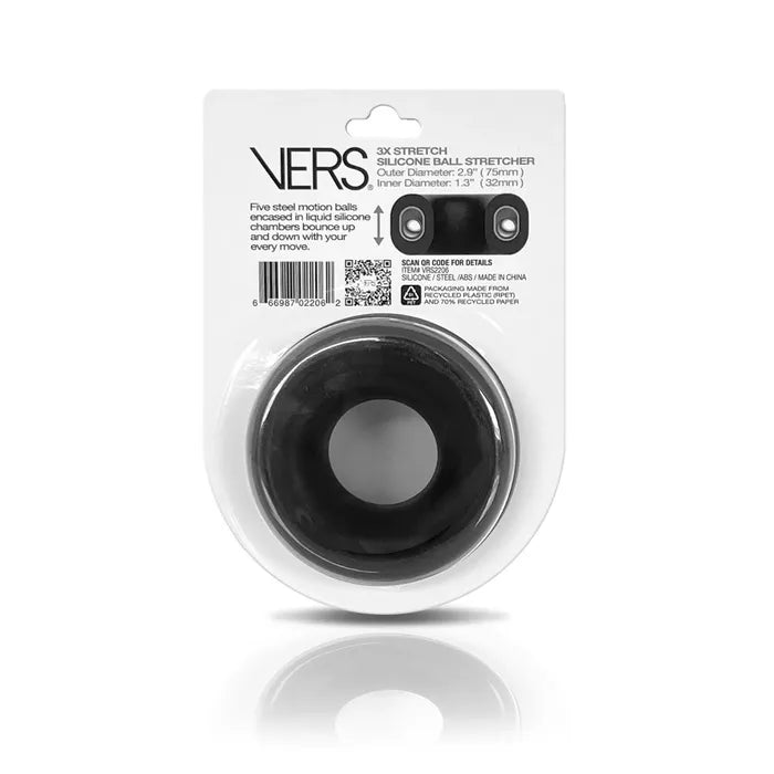 C1 Releasing VERS Liquid Silicone Ball Stretcher Ring With Steel Motion Balls Black C1 Releasing