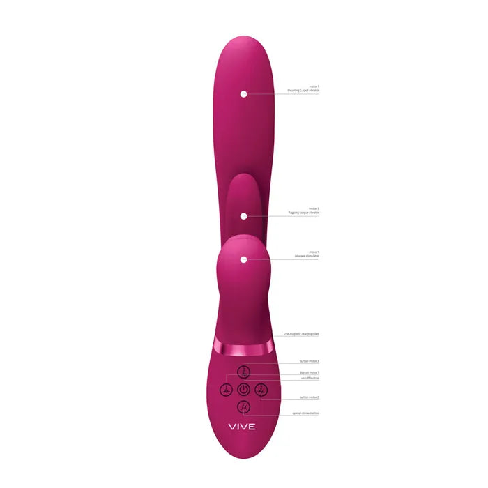 Shots Toys VIVE Ena USB Rechargeable Thrusting Vibrator With Air Wave Stimulator Shots Toys