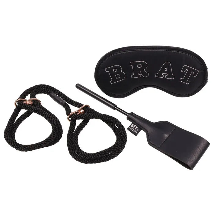 Sex & Mischief Knotty Brat Kit Bondage Kit 3 Piece Set Black Sportsheets