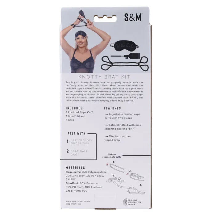 Sex & Mischief Knotty Brat Kit Bondage Kit 3 Piece Set Black Sportsheets