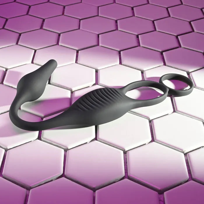 Zero Tolerance PLUG & TUG USB Rechargeable Vibrating Cock Ring With Anal Plug Black Zero Tolerance