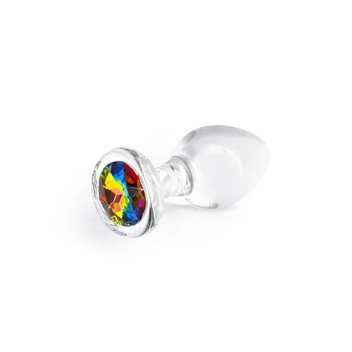 NS Novelties Crystal Desires Glass Butt Plug With Rainbow Gem Base 8.4cm Secondary image