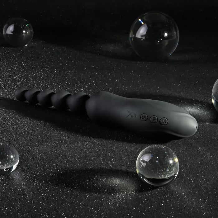 Playboy Pleasure LET IT BEAD USB Rechargeable Vibrating Anal Beads With Clitoral Suction Playboy Pleasure