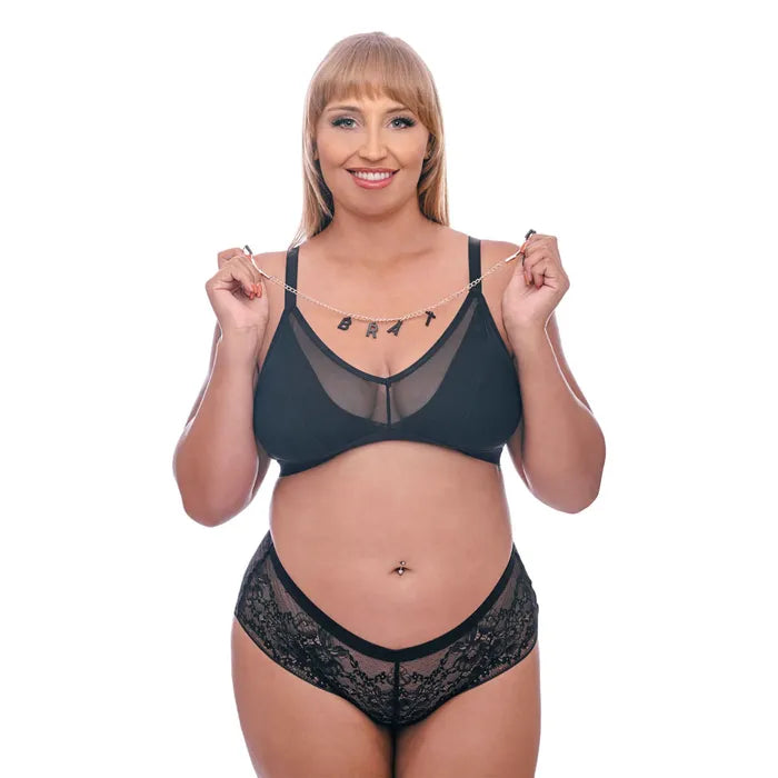 Sportsheets Sex & Mischief Brat Charmed Nipple Clamps With 45cm Chain Sportsheets