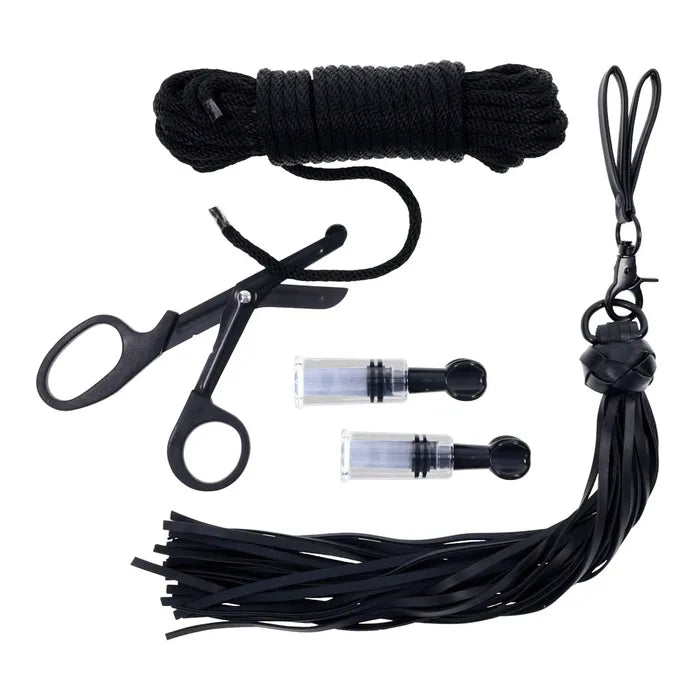 SPORTSHEETS Tied & Twisted Bondage Kit Bondage Kit 5 Piece Set Black Sportsheets