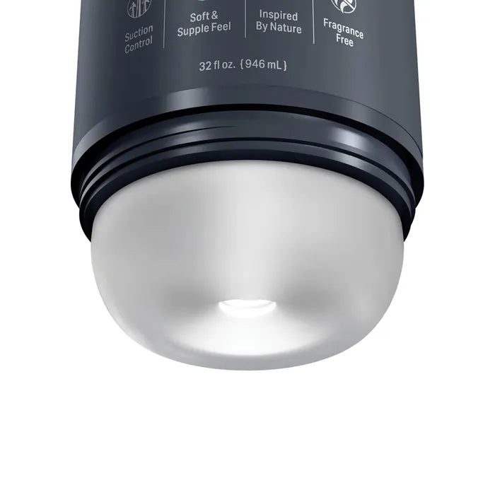 Pipedream PDX Plus Shower Therapy Deep Cream Frosted Discreet Stroker With Suction Base Clear Pipedream