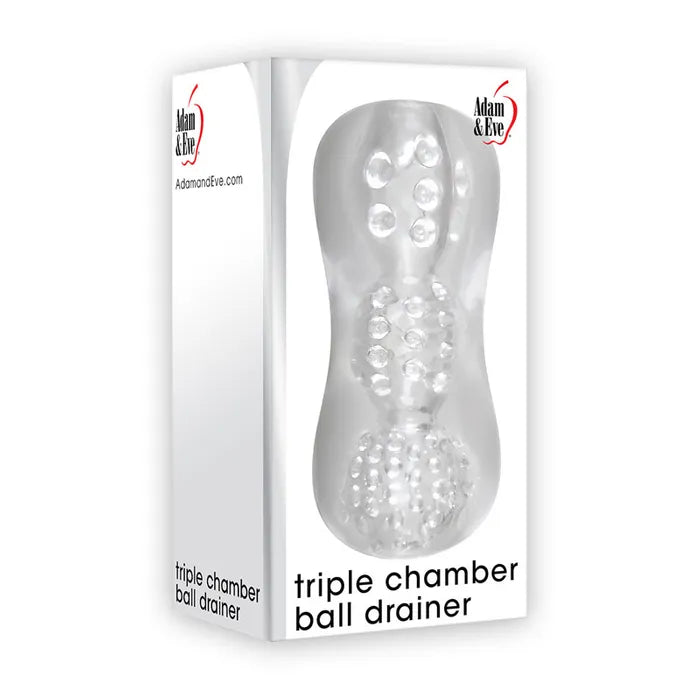 Adam & Eve Triple Chamber Ball Drainer Masturbator Sleeve Clear Adam & Eve