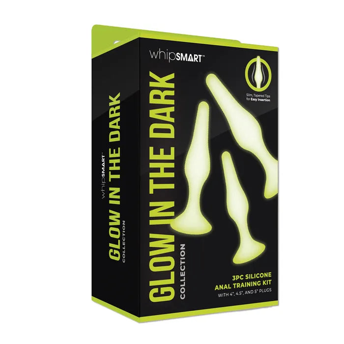WhipSmart Glow In The Dark Anal Training Kit Dark Butt Plugs Set Of 3 Sizes WhipSmart