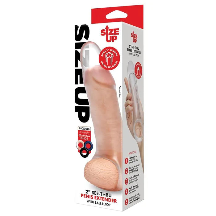 Xgen Products Size Up See Thru Penis Extender With Ball Loop 2 Inch Xgen Products