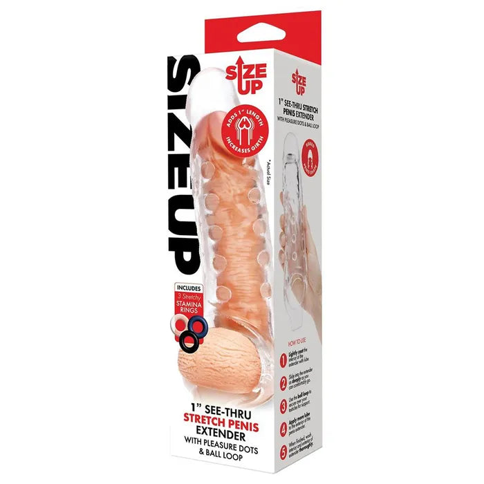 Xgen Products Size Up See Thru Stretch Penis Extension Sleeve 1 Inch Xgen Products