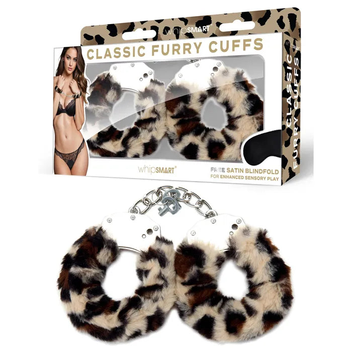 WhipSmart Classic Furry Cuffs Restraints With Bonus Eye Mask White WhipSmart