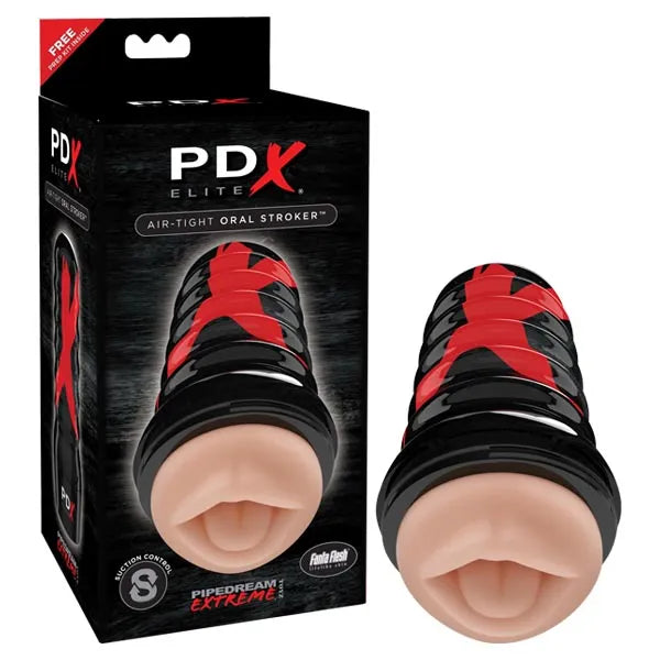 Pipedream PDX Elite Air Tight Oral Stroker Mouth Stroker Black / Flesh