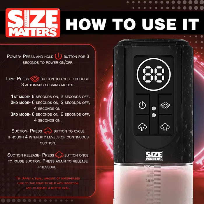 XR Brands Size Matters Sucking USB Rechargeable Penis Pump Clear XR Brands