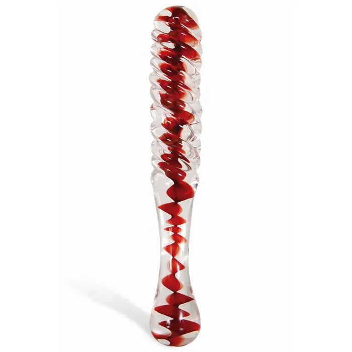 Adam & Eve Sweetheart Swirl Glass Dildo 22cm Clear / Red Adam & Eve