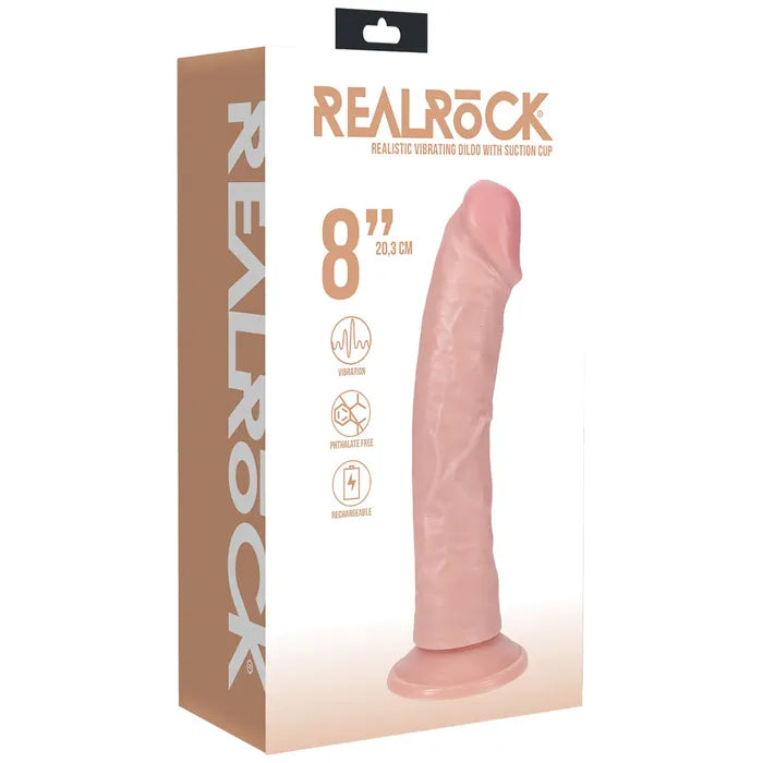 Shots Toys REALROCK Vibrating Cock USB Rechargeable Vibrating Dong 8 Inch Shots Toys