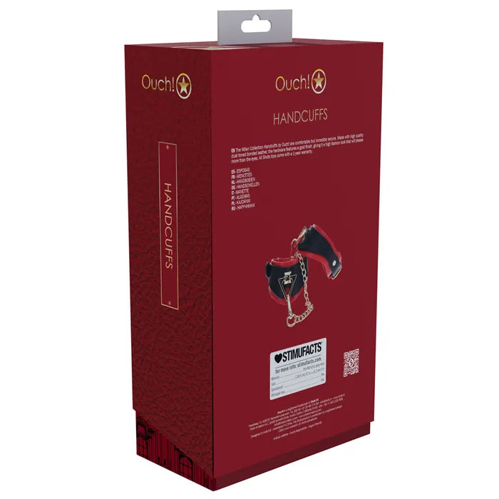 OUCH! Milan Collection Handcuffs Restraints Black / Red Shots Toys