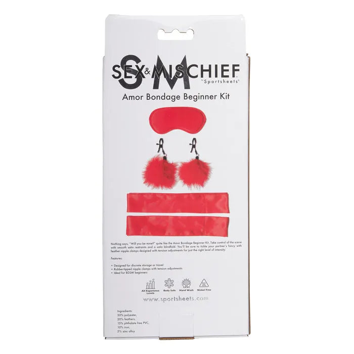 Sex & Mischief Amor Bondage Beginner Kit 5 Piece Set Red Sportsheets