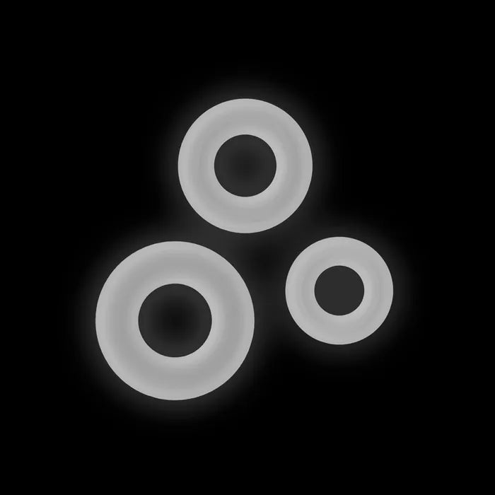 NS Novelties Firefly Bubble Rings Glow in Dark Cock Rings Set of 3 Sizes White Secondary image