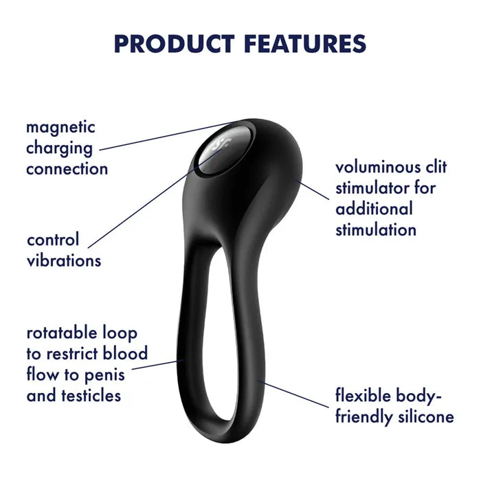 Satisfyer Majestic Duo USB Rechargeable Cock Ring Black Satisfyer