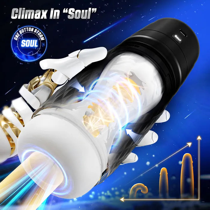 CyberSkin The Warrior USB Rechargeable Sucking & Vibrating Auto Masturbator Black Secondary image