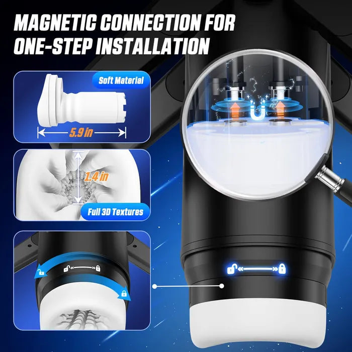 CyberSkin The Wing USB Rechargeable Thrusting & Massaging Auto Masturbator With Heater Black CyberSkin