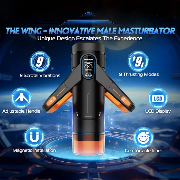 CyberSkin The Wing USB Rechargeable Thrusting & Massaging Auto Masturbator With Heater Black CyberSkin