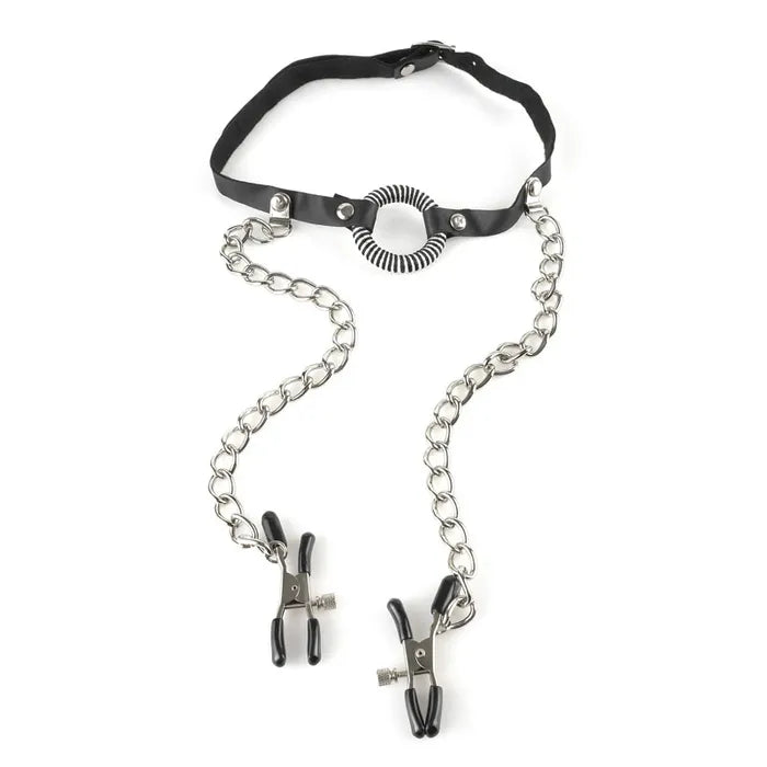 Pipedream Fetish Fantasy Series O Ring Gag With Nipple Clamps Body Restraints Pipedream Main image