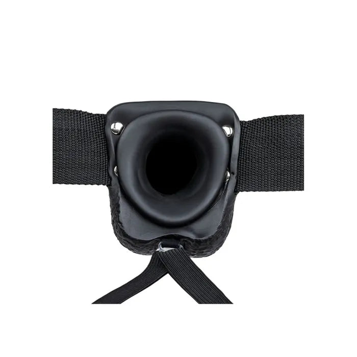 REALROCK Vibrating Hollow Strapon + Balls - 18cm Black - Black 18 cm Vibrating Hollow Strap-On Shots Toys
