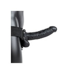 REALROCK Vibrating Hollow Strapon + Balls - 18cm Black - Black 18 cm Vibrating Hollow Strap-On Shots Toys