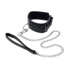 EDGE Collar & Leash Neck Restraint With Heavy Duty Metal Leash Black Sportsheets