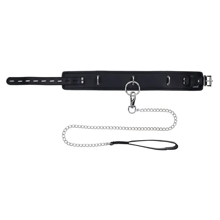 EDGE Collar & Leash Neck Restraint With Heavy Duty Metal Leash Black Sportsheets