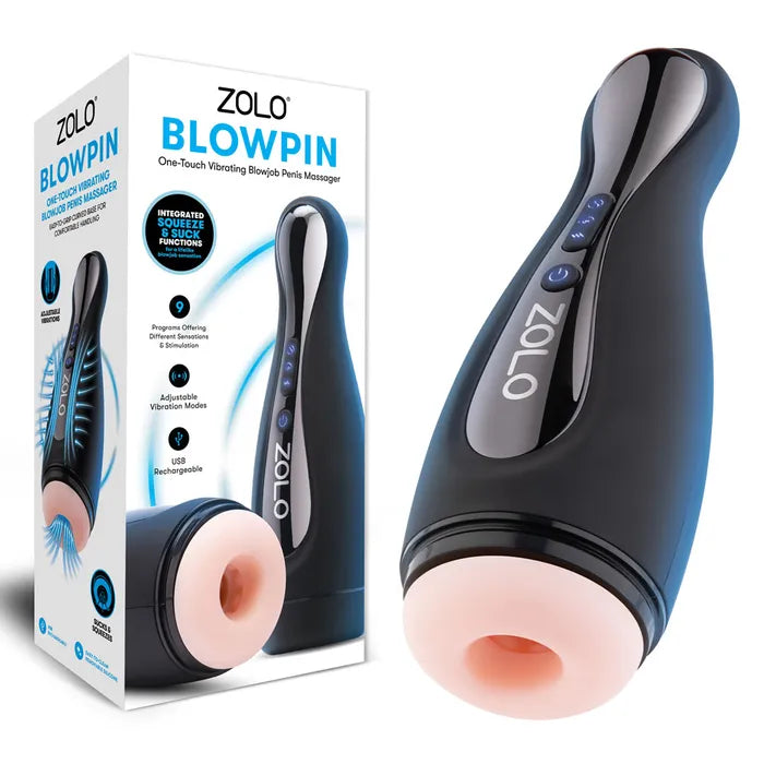 Zolo Blowpin USB Rechargeable Auto Sucking & Vibrating Masturbator Flesh