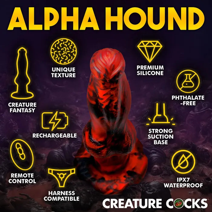 XR Brands Creature Cocks Hell Wolf USB Rechargeable Thrusting Fantasy Dildo 22cm Red XR Brands