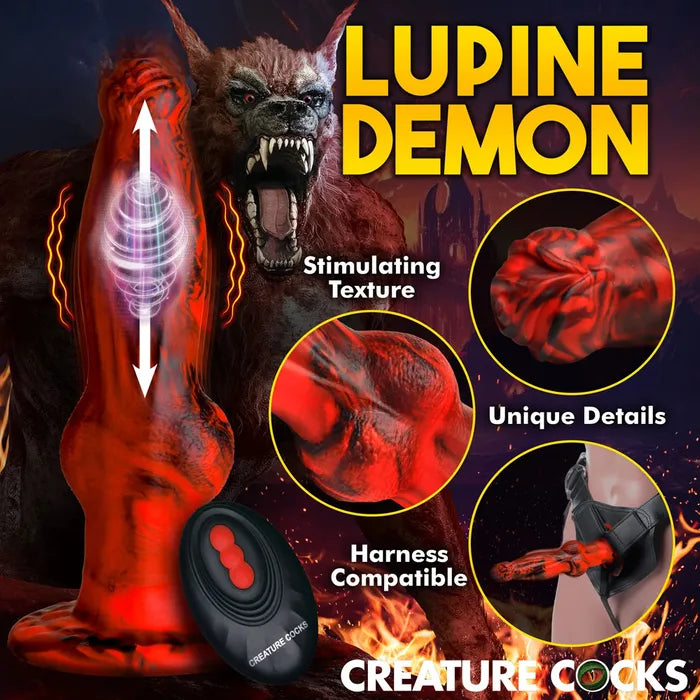 XR Brands Creature Cocks Hell Wolf USB Rechargeable Thrusting Fantasy Dildo 22cm Red XR Brands