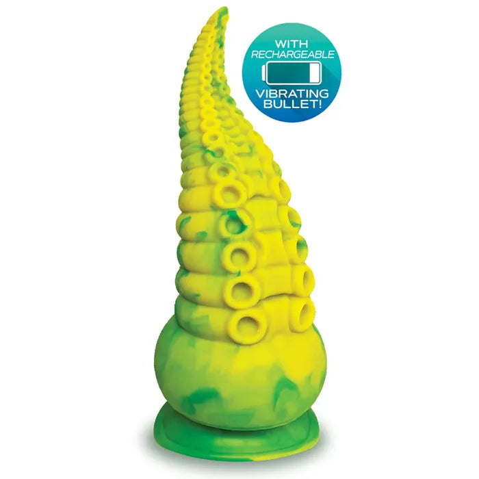 Icon Brands Alien Nation Octopod USB Rechargeable Vibrating Fantasy Dong 22.9cm Yellow / Green Icon Brands