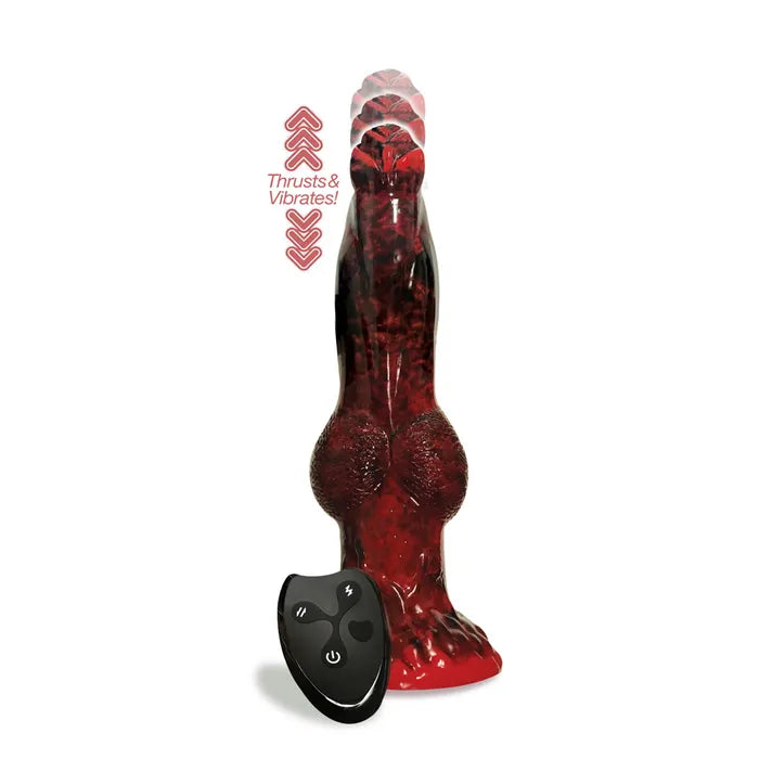 Icon Brands Alien Nation Fire Dragon USB Rechargeable Thrusting Fantasy Dong With Remote 22.9cm Red / Black Icon Brands