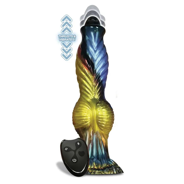 Icon Brands Alien Nation Phoenix USB Rechargeable Thrusting Fantasy Dong With Remote 25.4cm Gold / Blue & Black Secondary image