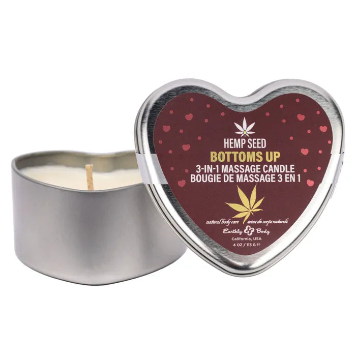 Earthly Body EB Hemp Seed 3 In 1 Massage Heart Candle 113g Earthly Body
