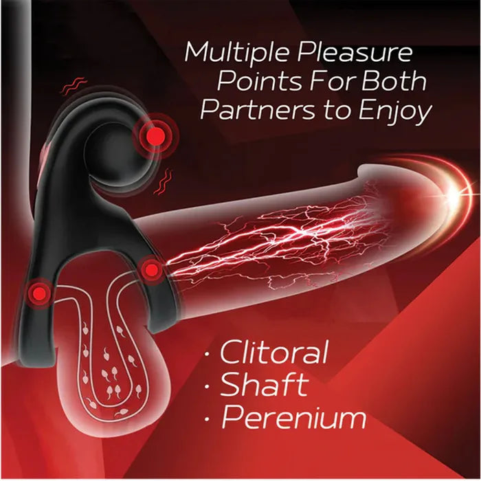 Icon Brands Red Dot Rings V2 USB Rechargeable Vibrating Cock Ring With Remote Black Icon Brands