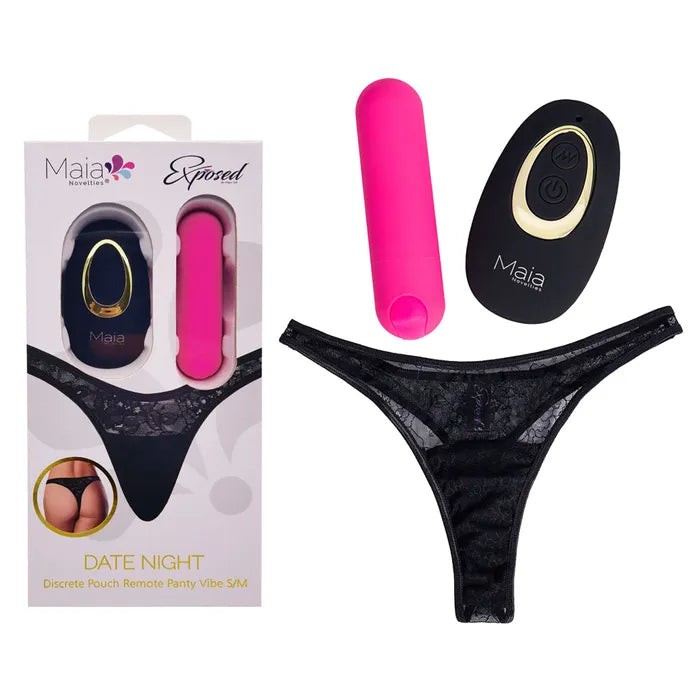 Maia DATE NIGHT PANTY VIBE Panty With Pink USB Rechargeable Bullet Vibrator & Remote Maia Toys