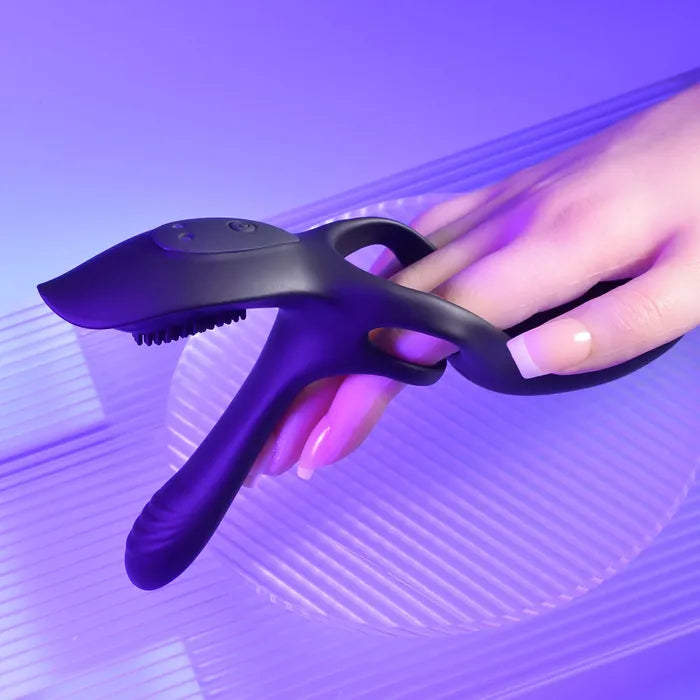 Playboy Pleasure The 3 Way USB Rechargeable Vibrating Cock Ring With Wireless Remote Black Playboy Pleasure