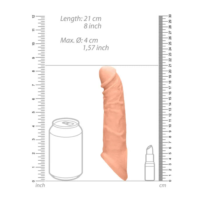 Shots Toys REALROCK Realistic Penis Extender With Rings Penis Extension Sleeve 8 Inch Shots Toys