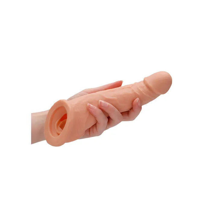 Shots Toys REALROCK Realistic Penis Extender With Rings Penis Extension Sleeve 8 Inch Shots Toys